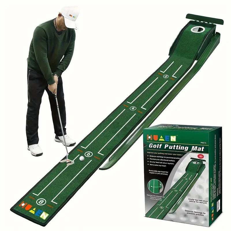 Portable Golf Putting Mat – 8 ft with Alignment Guides