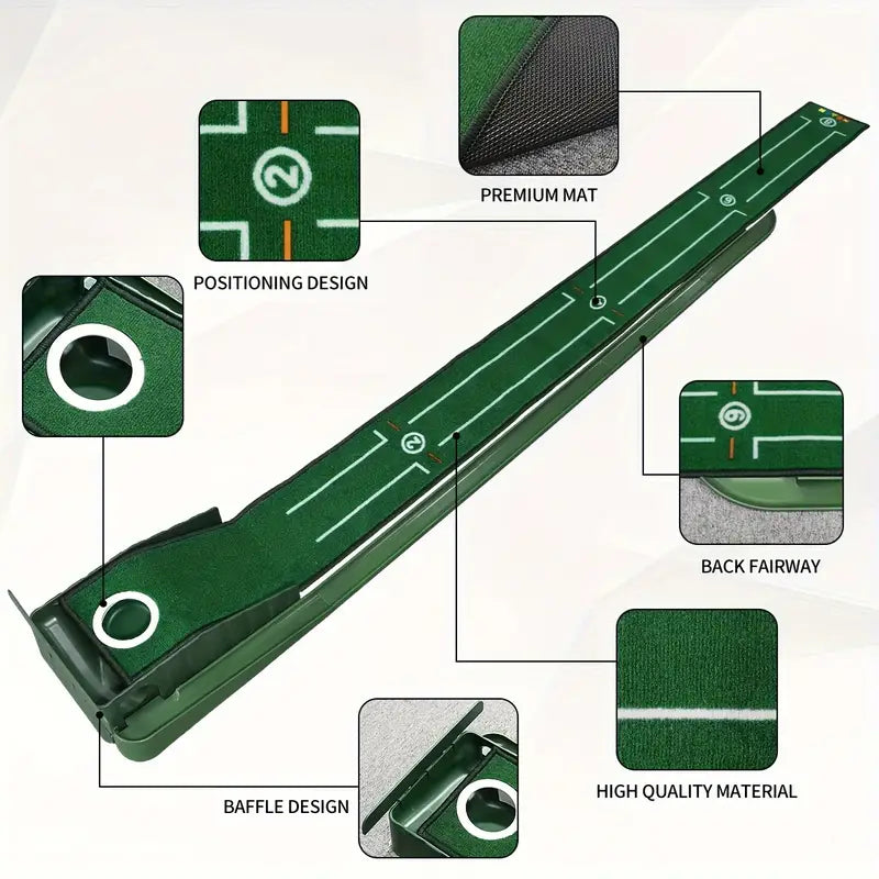 Portable Golf Putting Mat – 8 ft with Alignment Guides