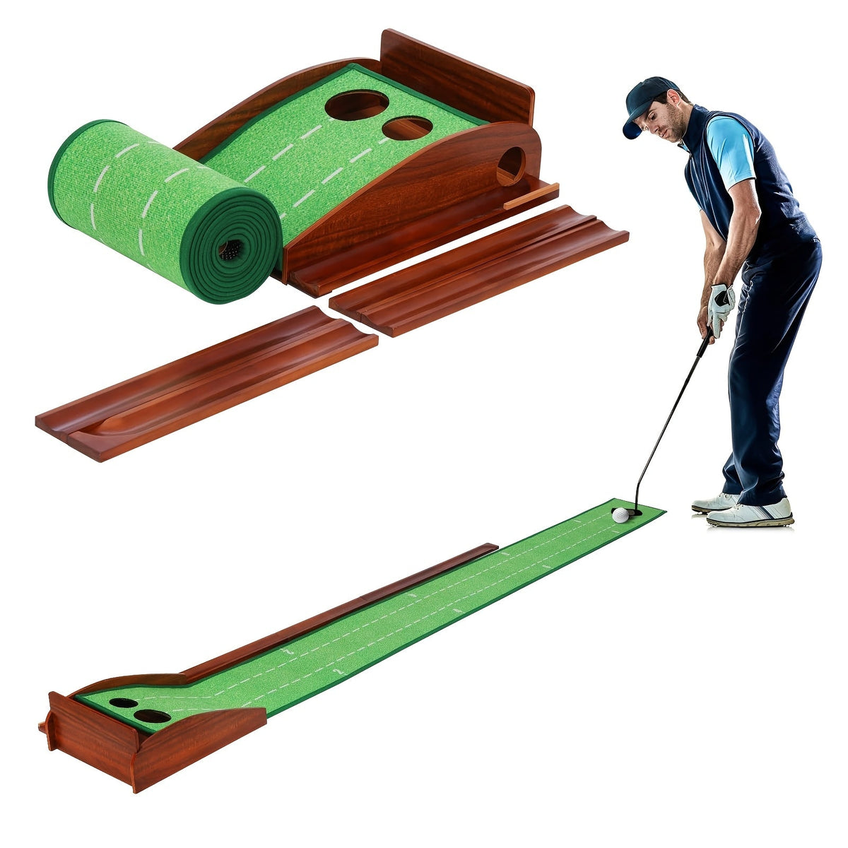 Golf Putting Mat – Two-Hole Practice Green