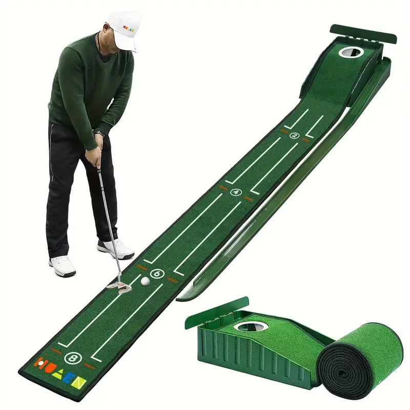 Portable Golf Putting Mat – 8 ft with Alignment Guides